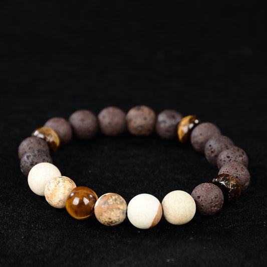 Brown lava stone with one tiger eyes and stone facing. Made to order.