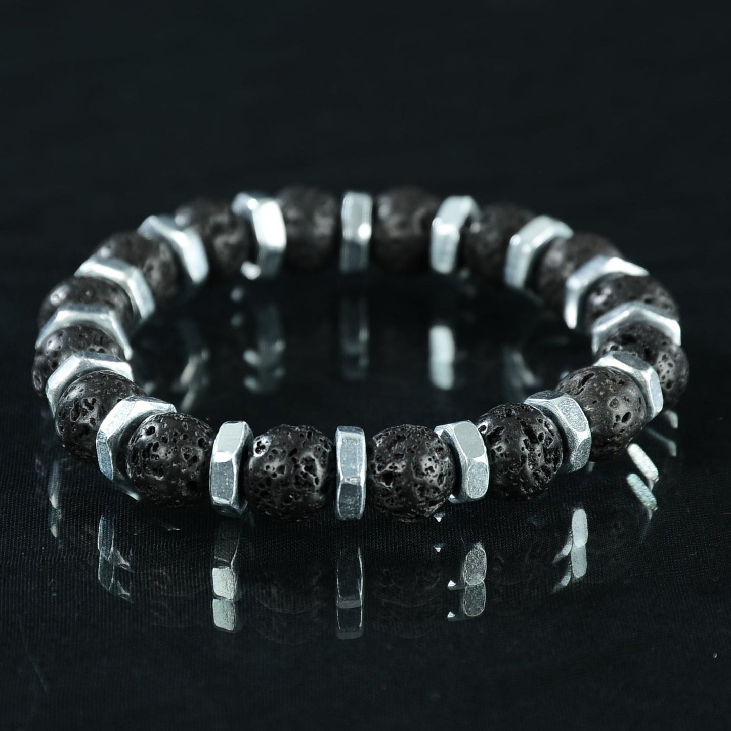 Black lava beads with stainless steel nuts.   Made to order. 