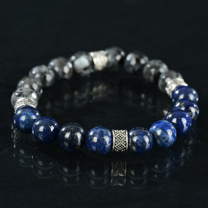 Blue and gray beaded bracelet made to order.